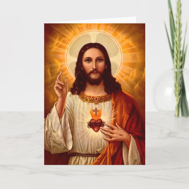 Snygg religiösa Helig Hjärtat i Jesus bild Kort (Framsida)