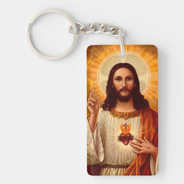 Snygg religiösa Helig Hjärtat i Jesus bild Nyckelring (Framsidan)