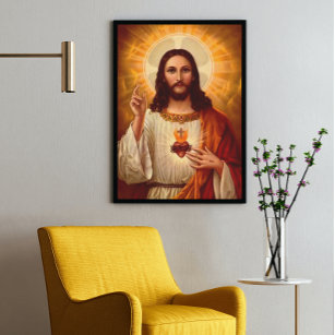 Snygg religiösa Helig Hjärtat i Jesus bild Poster