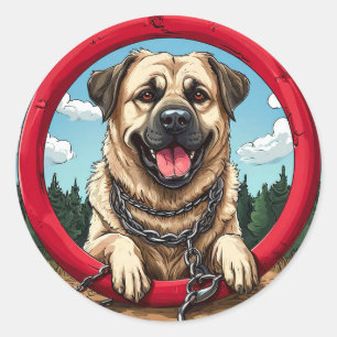 Snygg renrasig hund runt klistermärke