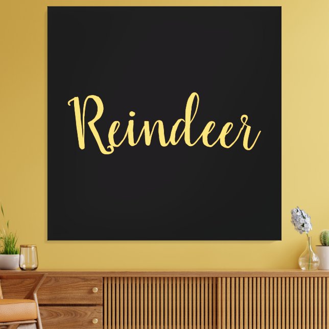 Snygg Rindeer Typography Black Background Canvastryck (Insitu (Vardagsrum))