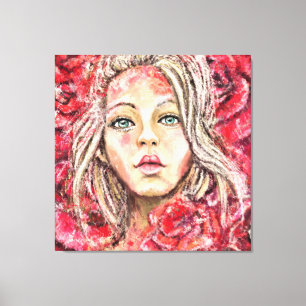 Snygg Ro Girl Art - Originalmålning Canvastryck