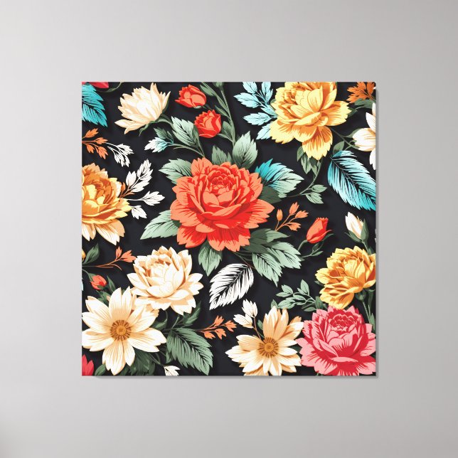 Snygg Ro med svart bakgrund Canvastryck (Framsida)