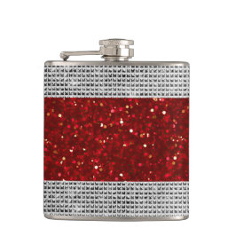 Snygg röd glitterflaska i vinylklädd spritflaska fickplunta