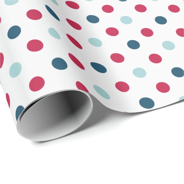Snygg röd grön och mint prickmönster presentpapper (Rullad Hörn)