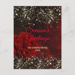 Snygg röd guldglitter glitter jul nyår vykort