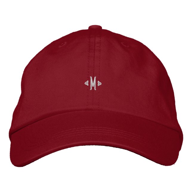 Snygg Röd Justerbar Keps M Initial Monogram Klädse (Framsida)