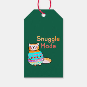 Snygg röd katt kramar-läge presentetikett