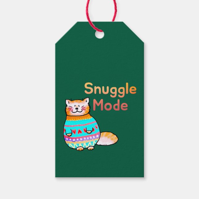 Snygg röd katt kramar-läge presentetikett (Framsidan)