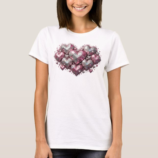 Snygg röd LOVE SPARKLES-tröja T Shirt (Framsida)