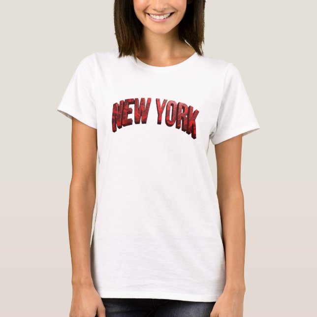 Snygg röd NEW YORK Citat T-shirt (Framsida)