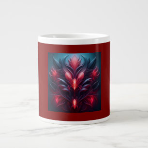 Snygg röd och blå rektangel med Blommigt Jumbo Mugg
