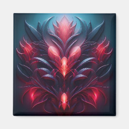 Snygg röd och blå rektangel med Blommigt Magnet