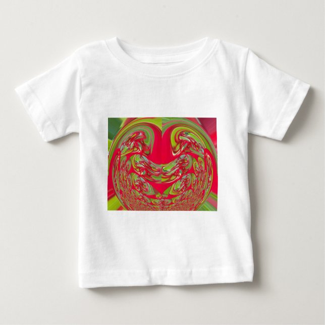 Snygg röd och Grönt Struktur Färg Abstrakt Art T-shirt (Framsida)