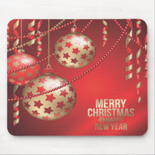 Snygg röd och gyllene jul Bollar Mousepad Musmatta