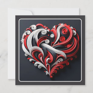 Snygg röd och vit Rulla Heart Valentine Julkort
