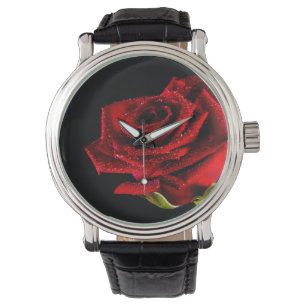 Snygg röd ros armbandsur