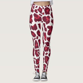 Snygg Röd ros Leopard Animal Mönster Leggings
