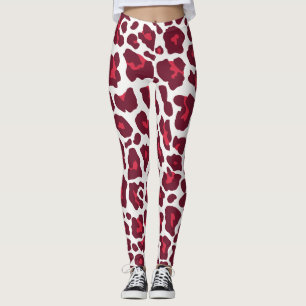 Snygg Röd ros Leopard Animal Mönster Leggings