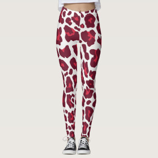 Snygg Röd ros Leopard Animal Mönster Leggings