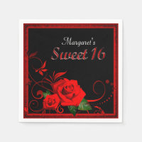 Snygg röd ros söt 16 napkin
