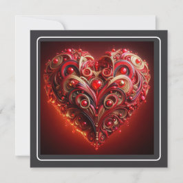 Snygg röd Rulla Heart Valentine Julkort