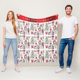 Snygg röd vattenfärg jul fleecefilt