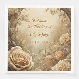 Snygg Ro'es Bröllop Pappersservett