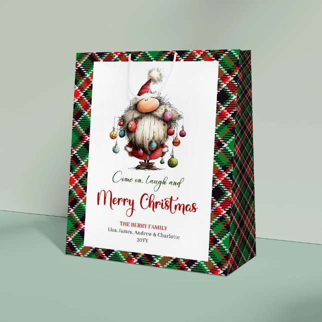 Snygg rolig tomte minimalistisk festlig presentpås (Stylish Funny Santa Minimalist Festive Gift Bag)