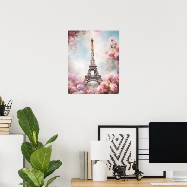 Snygg Romantic Eiffel Torn Paris Poster (Hemmakontoret)