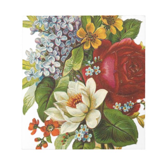 Snygg Romantic Summer Bouquet med Röd ros Anteckningsblock (Framsida)