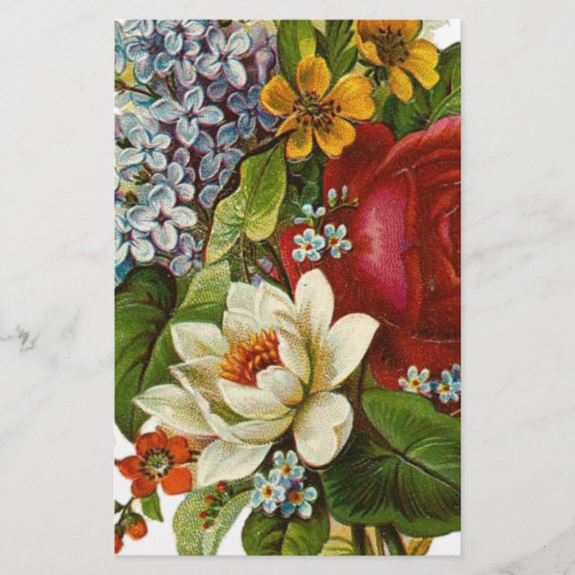 Snygg Romantic Summer Bouquet med Röd ros Brevpapper (Framsida)