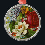 Snygg Romantic Summer Bouquet med Röd ros Julgransprydnad Metall<br><div class="desc">Anpassa den här gåvan till ett Mors dag av ett slag.</div>
