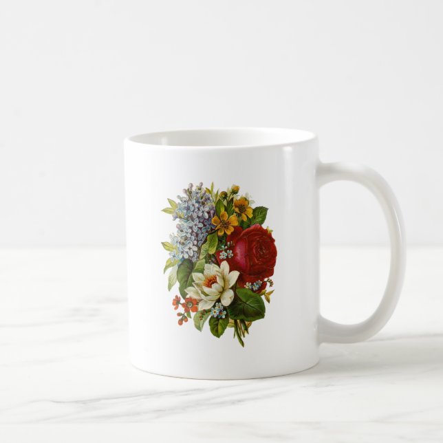 Snygg Romantic Summer Bouquet med Röd ros Kaffemugg (Höger)