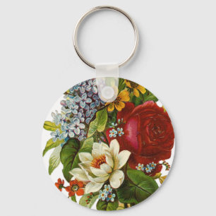 Snygg Romantic Summer Bouquet med Röd ros Nyckelring