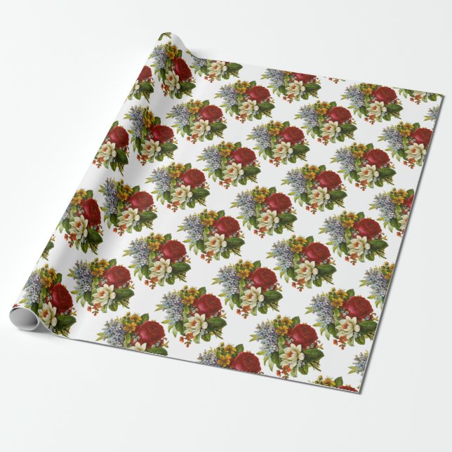Snygg Romantic Summer Bouquet med Röd ros Presentpapper (Utrullad)