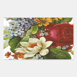 Snygg Romantic Summer Bouquet med Röd ros Rektangulärt Klistermärke