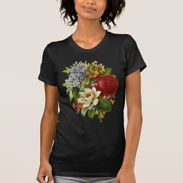 Snygg Romantic Summer Bouquet med Röd ros T Shirt (Framsida)