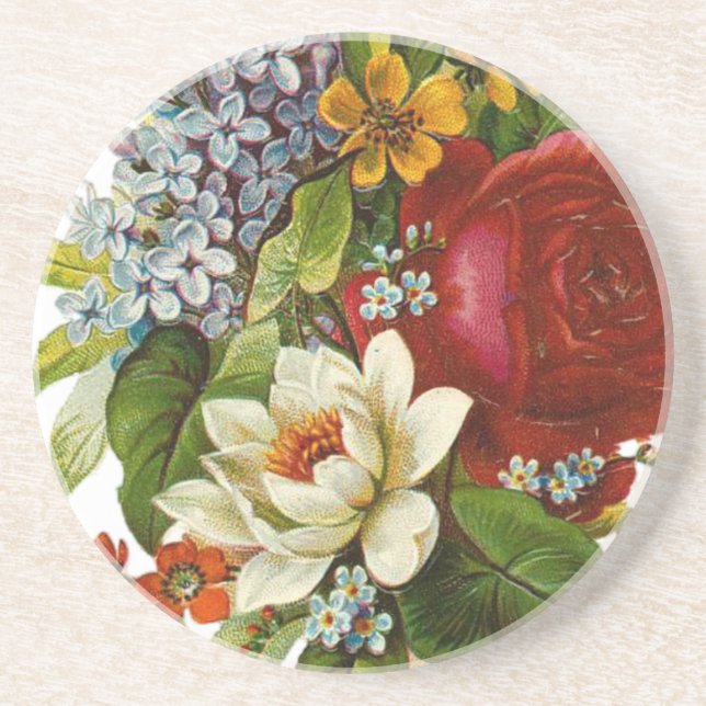 Snygg Romantic Summer Bouquet med Röd ros Underlägg (Framsidan)