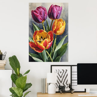 Snygg Romantic Tulip Fält Poster