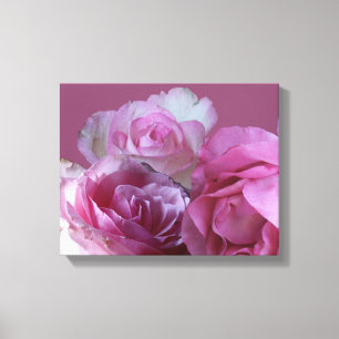 Snygg romantisk söt rosa ros blommigt konst canvastryck