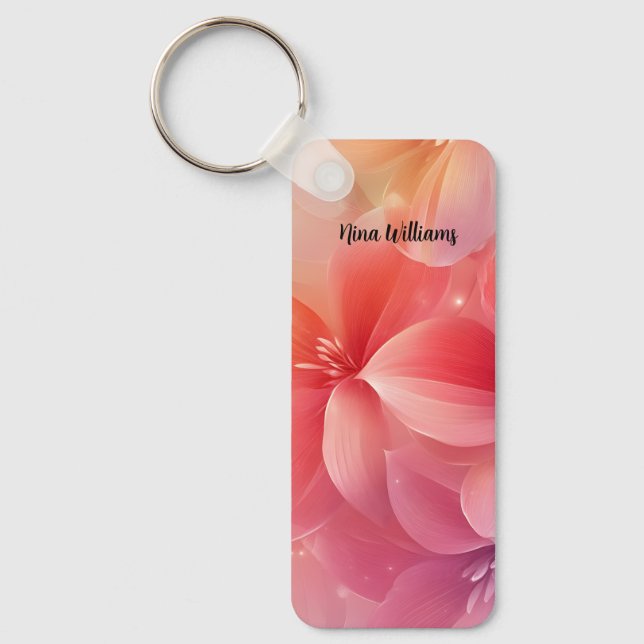 Snygg romsk Rosa Flower Nyckelring (Framsida)