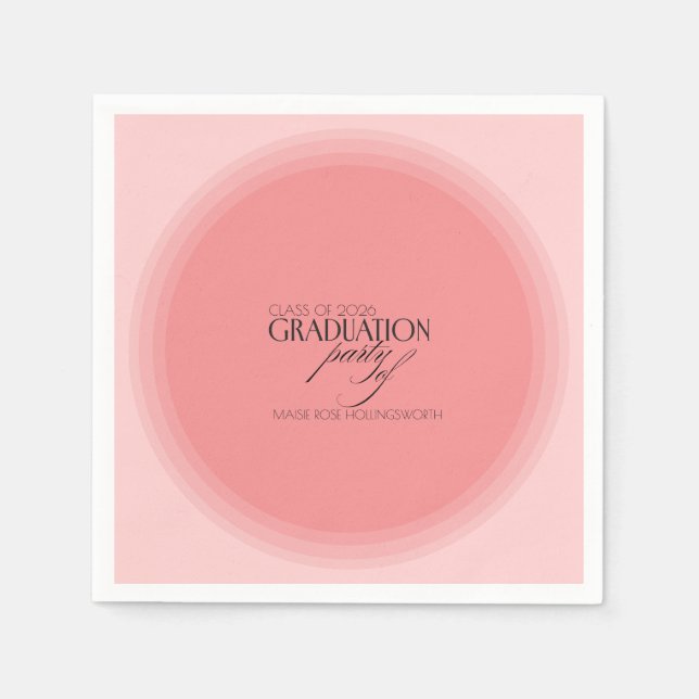 Snygg rosa anpassningsbar examensfest pappersservett (Framsidan)