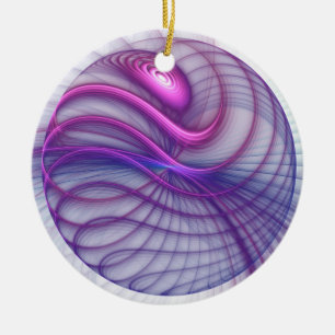 Snygg Rosa av modern Abstrakt Fractal Art Julgransprydnad Keramik