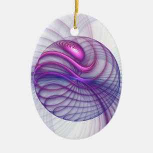 Snygg Rosa av modern Abstrakt Fractal Art Julgransprydnad Keramik