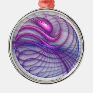 Snygg Rosa av modern Abstrakt Fractal Art Julgransprydnad Metall
