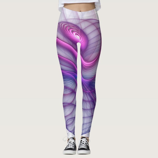 Snygg Rosa av modern Abstrakt Fractal Art Leggings (Framsida)