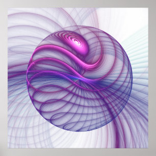 Snygg Rosa av modern Abstrakt Fractal Art Poster