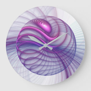 Snygg Rosa av modern Abstrakt Fractal Art Stor Klocka