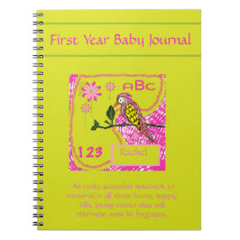 Snygg Rosa Baby Bird Baby Anteckningsbok